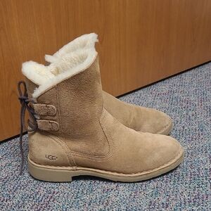 Like New UGG Naiya Beige Boots with Shearling Trim